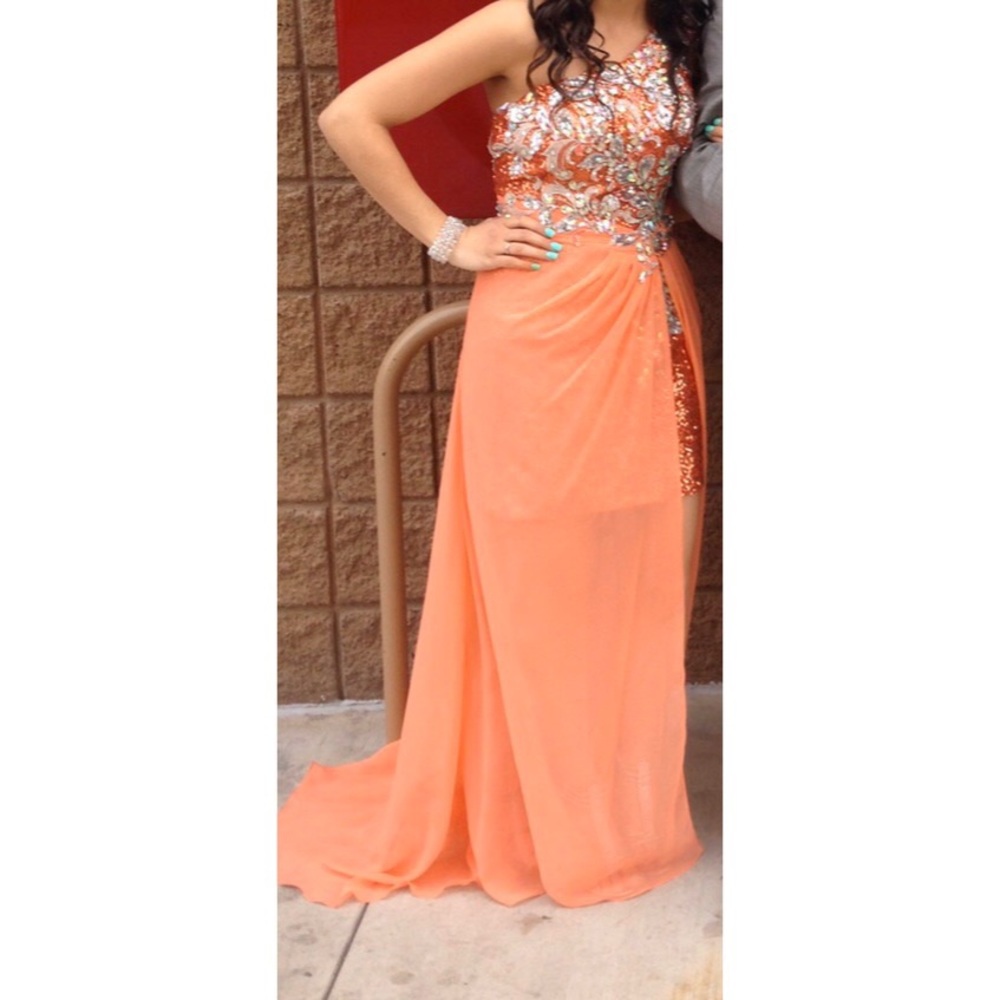 Orange sequin dress